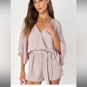 Ain't It Grand Mauve Satin Surplice Romper